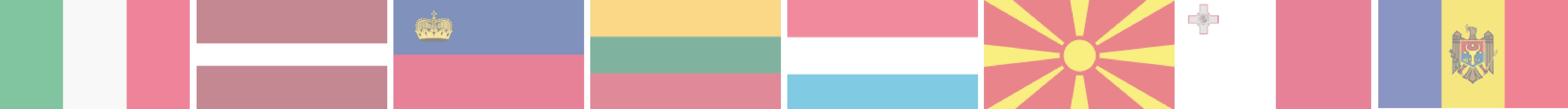 Italie, Lettonie, Liechtenstein, Lituanie, Luxembourg, Macédoine du Nord, Malte et Moldavie.