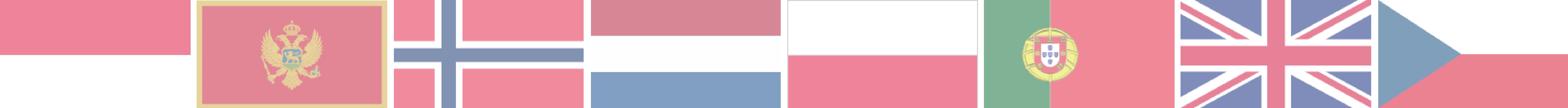 Monaco, Monténégro, Norvège, Pays-Bas, Pologne, Portugal, Royaume-Uni de Grande-Bretagne et République tchèque.