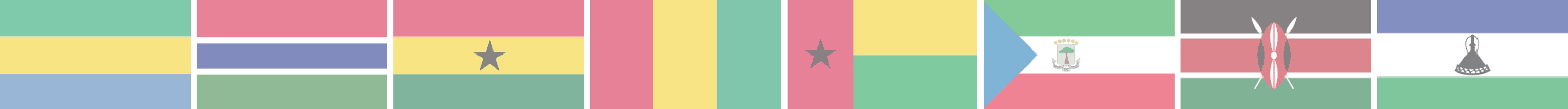 Gabon, Gambia, Ghana, Guinea, Guinea Bisau, Equatorial Guinea, Kenya and Lesotho.