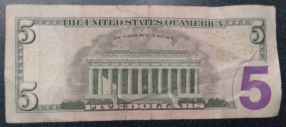 5 USD bill (Back)