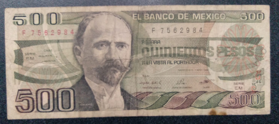 500 MXP Bill (Back)