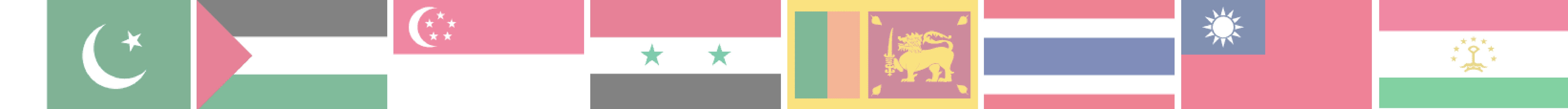 Pakistan, Palestine, Singapur, Siria, Sri Lanka, Tailand, Taiwan & Tajikistan. 