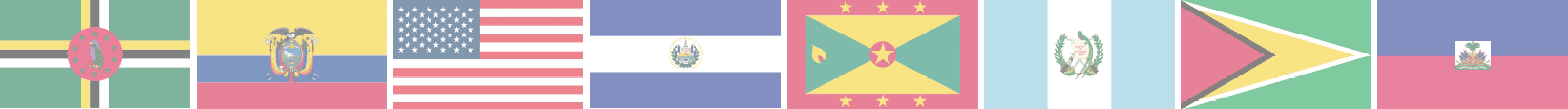 Dominica, Ecuador, USA, El Salvador, Granada, Guatemala, Guyana & Haiti.