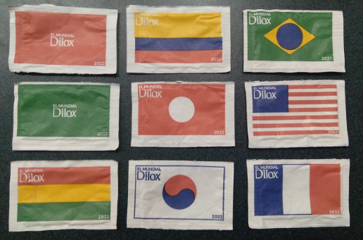 Dylox Empty sugar envelopes Celebrating FIFA Wolrd Cup in Quatar