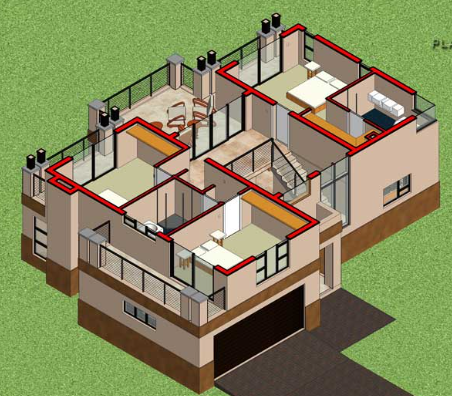 Schematics of a building under construction