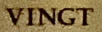 'Veinte' Twenty written in Spanish