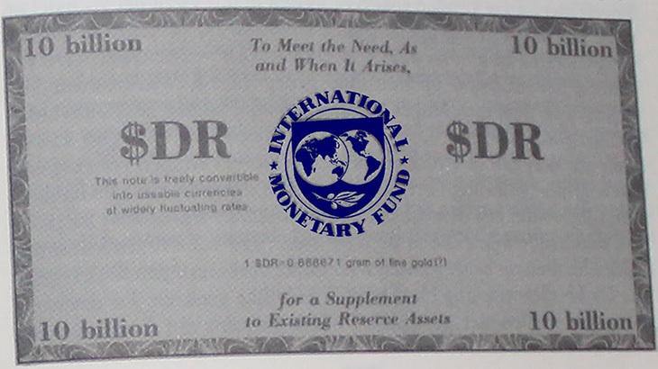 Image of a SDR document in the amount of 10 billion SDR giving you its equivalency in gold.