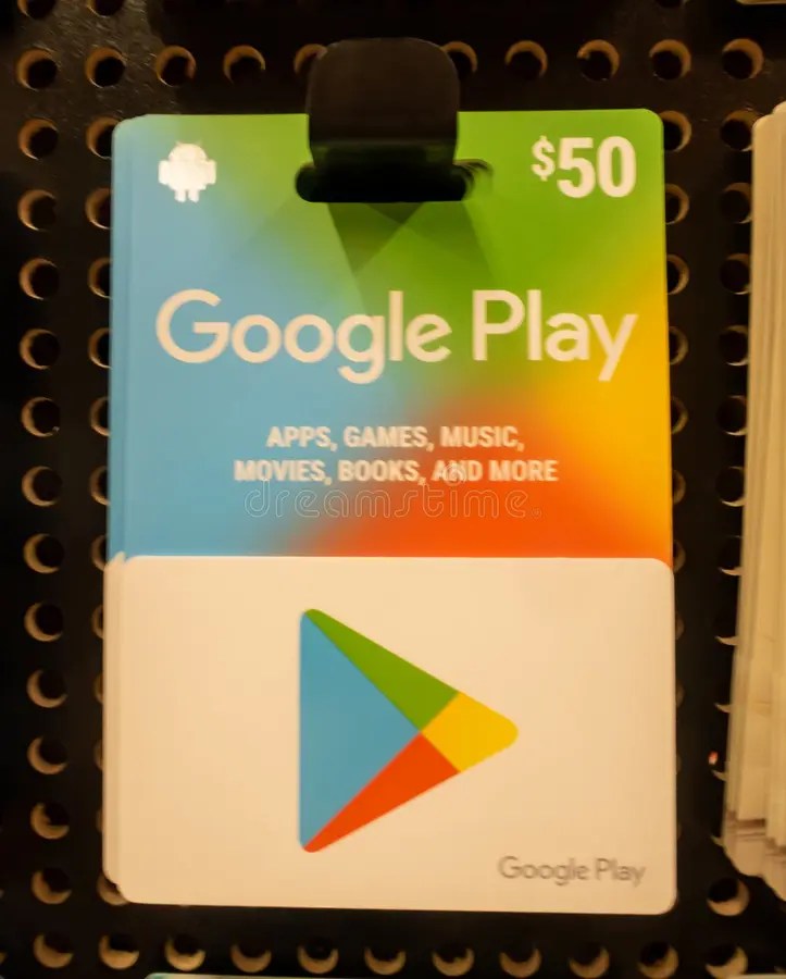 White google play card